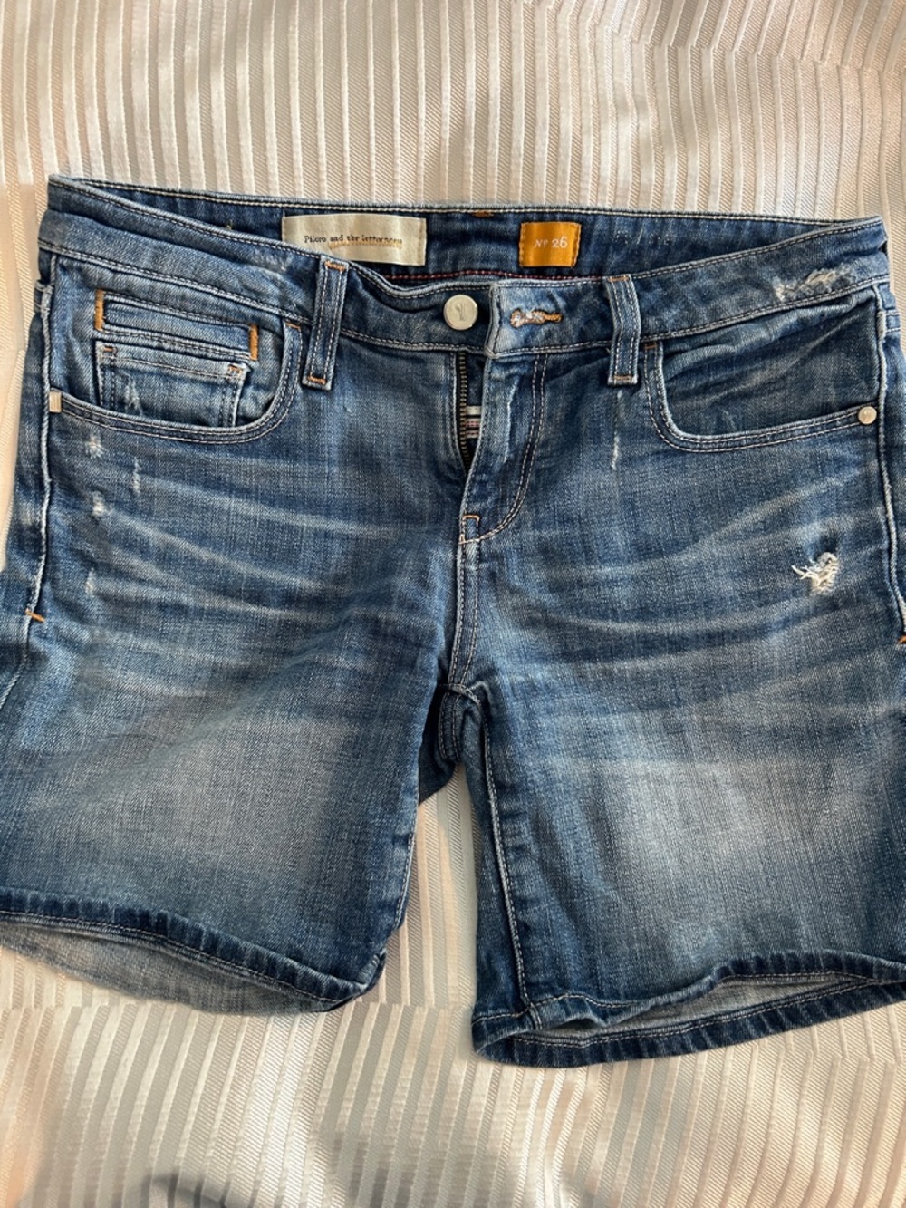 Pilcro and the Letterpress Blue Denim Jean Shorts
